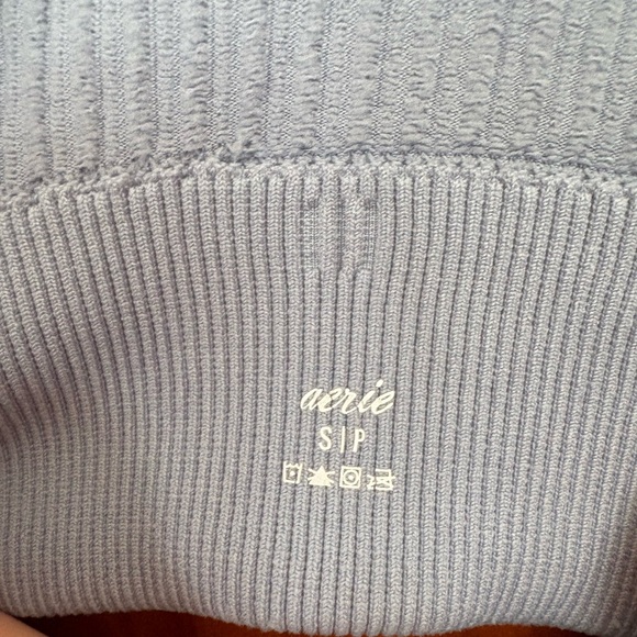 Aerie Light Blue Ribbed Crop Top - Picture 3 of 3